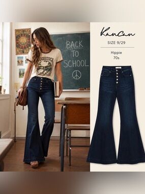 KanCan KC7397D High Rise
Button Fly Super Flare Jeans Size 9/29